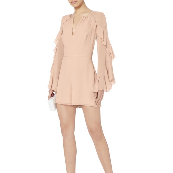 Intermix Silk Blush Ruffle Sleeve Romper - Size 4 - Picture 1 of 10